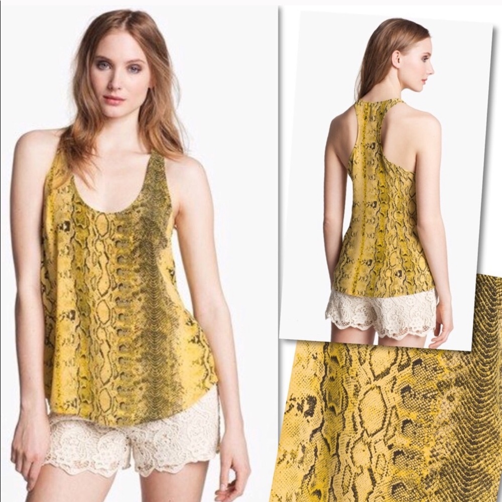 Joie yellow snakeskin tank 100% silk